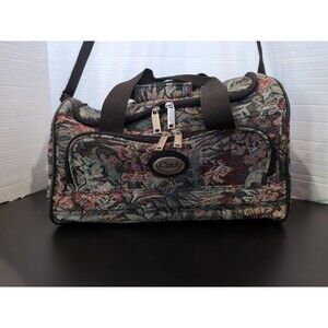 Ciao Canvas Tapestry Bag Carry On Floral Multicolored 15x10X8 EUC